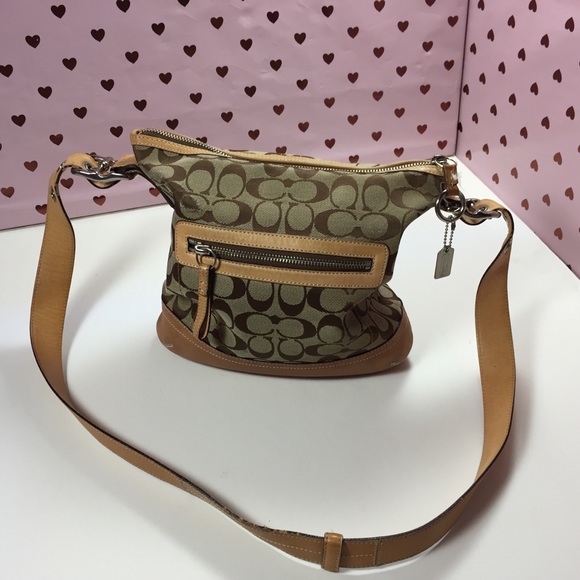 Coach Signature Tan Crossbody Purse - Picture 1 of 5